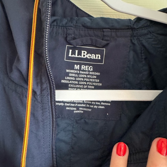 L.L. Bean Navy Hooded Pullover Rain Anorak with Gold Accent - Picture 3 of 3